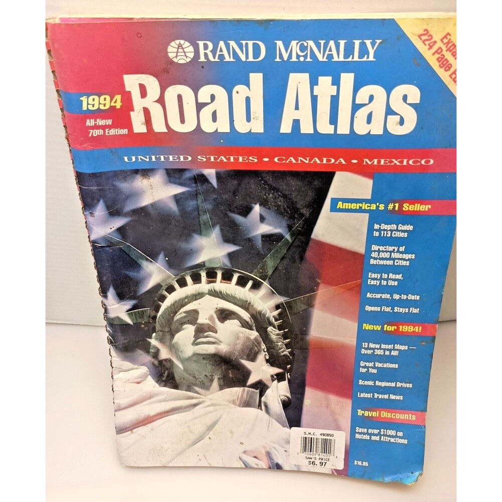 Rand McNally Road Atlas 1994 70th Edition USA Canada Mexico